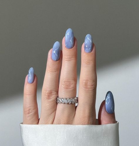 Light Blue And White Nails Design, Nailart Blue, Nailinspo Nailart, Color For Nails, Light Blue Nails, Baby Blue Nails, Nagel Tips, Blue Nail Designs, Nails Almond