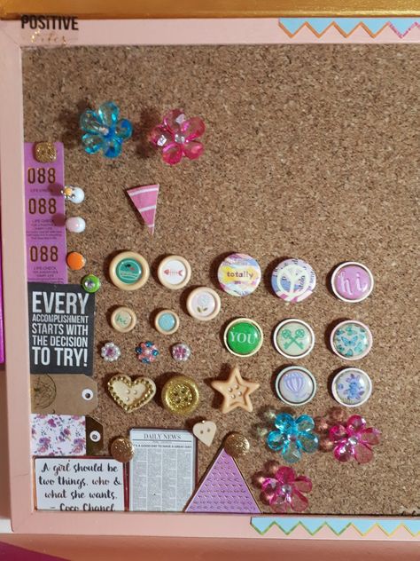 My collection of DIY Thumb Tacks I made for my Pin Boards... Diy Thumb Tacks, Cork Boards, Pin Boards, Cork Board, My Collection, School Stuff, Cork