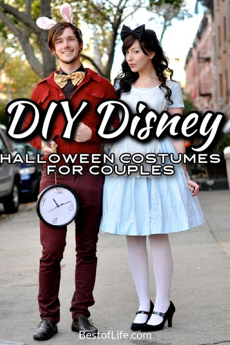 Disney Villains Couple Costume, Disney Themed Couples Costumes, Easy Snow White Costume Diy, Disney Pairs Costume, Disney Princess And Villain Costumes, Disney Villain Couples Costume, Disney Couples Costumes Diy, Disney Costume Ideas For Couples, Disney Couple Cosplay