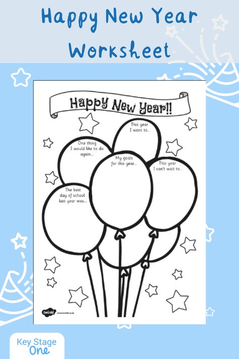 This worksheet is specially designed to make your life easier because not only could you print it out and let the children colour in the balloons and write down their resolutions but you are also able to make this into a computer lesson activity as you can download it and edit it online. By the students writing down their reflections of the past year and what they hope to achieve in the future they will become more mindful. Kids New Years Resolution, New Year Resolution For Kids, New Year’s Resolutions For Kids, New Years Worksheets, New Year Worksheet, New Year Activities For Kids, New Years Resolutions Template, New Year Wishes Cards, Kindergarten Homework