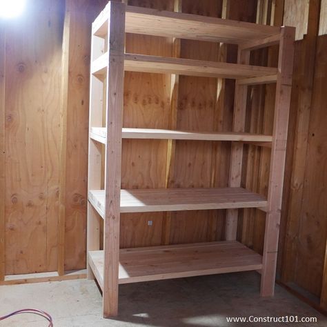 2x4 Storage, Wooden Storage Shelves, Wood Storage Shelves, Diy Storage Shelves, Diy Wood Shelves, Utility Shelves, Pantry Shelving, Woodworking Furniture Plans, Wooden Pallet Projects