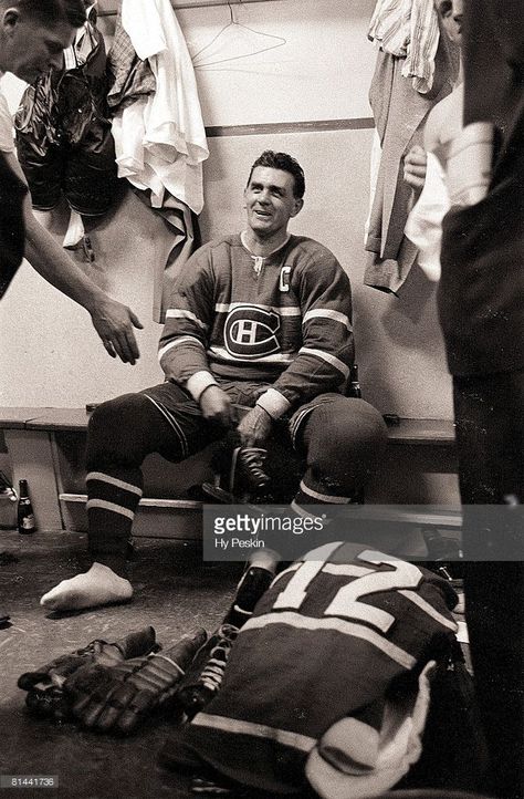 News Photo : Maurice 'Rocket' Richard of the Montreal... Maurice Richard, Los Angeles Rams Logo, Career Goal, Frozen Pond, The Locker Room, Hockey Goalie, Montreal Canadiens, Los Angeles Rams, Locker Room