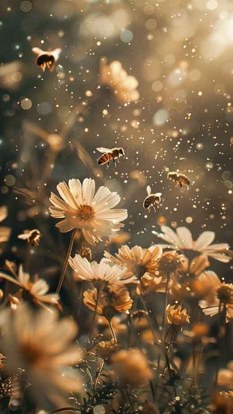 Bee Wallpapers for iPhone (Beehive, Honey & More) - The Mood Guide The Honey Witch Aesthetic, Bee And Flower Aesthetic, Bee Themed Wallpaper, Bees Astethic, Cute Bee Aesthetic, Bumble Bee Aesthetic, Honeybee Wallpaper, Honeybee Aesthetic, Honey Bee Aesthetic