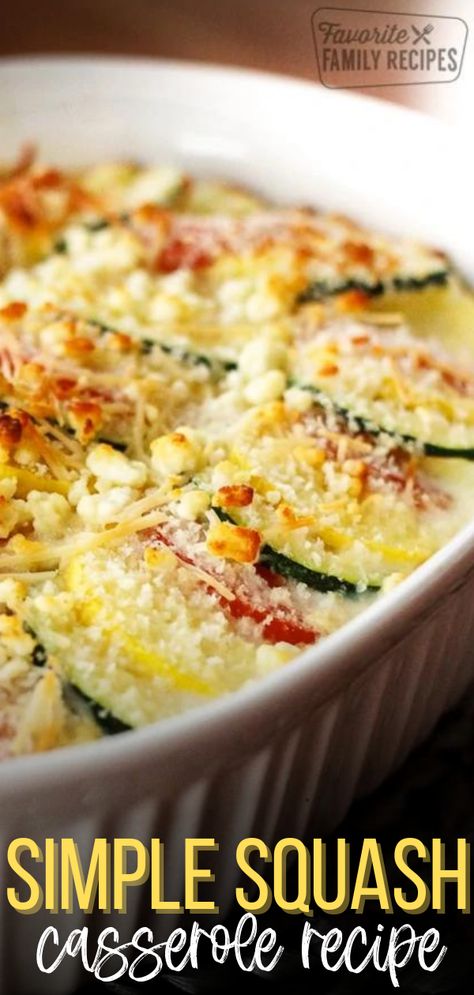 This Parmesan Squash Casserole is one of my favorite ways to use up our abundance of squash and zucchini in the garden. Most of the time I just throw all the ingredients in the dish since it all tastes the same and it takes less time. I only do the layered look when I am serving it to guests or taking it to a potluck. #parmesansquashcasserole #squashcasserole #squash #zucchini Casserole Recipes Zucchini, Zucchini And Crookneck Squash Recipes, Low Calorie Yellow Squash Recipes, Squash Potluck Dishes, Yellow Squash And Corn Casserole, Cooking Zucchini And Squash, Zucchini Squash Corn Casserole, Squash Tomato Casserole, Slap Your Mama Squash Casserole