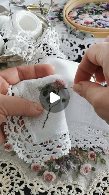 Paper Embroidery Tutorial, Napkin Embroidery, Embroidery Napkins, White Linen Napkins, Casting On Stitches, Linens And Lace, Best Wishes, Linen Napkins, The Works