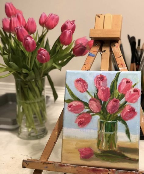 Mini Toile, Piskel Art, Unique Bouquet, Canvas Painting Designs, Art Painting Gallery, Cute Paintings, Vibrant Flowers, Small Canvas Art, Arte Inspo