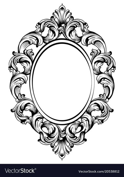 Mirror Tattoos, Kunstjournal Inspiration, Filigree Tattoo, Baroque Frame, Framed Tattoo, Ornament Vector, Ornament Drawing, Baroque Frames, Ornamental Tattoo