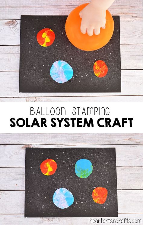 Balloon Stamping Solar System Craft For Kids Solar System Craft, Outer Space Crafts, Planet Crafts, Space Activities For Kids, Space Preschool, Space Crafts For Kids, Solar System Projects, Space Solar System, Solar System Crafts