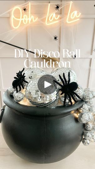 9.5K views · 1.3K reactions | DIY Disco Ball Cauldron 🖤🪩 She’s a little bit spooky and a lot of glam. Shop my Amazon storefront for the supplies! Link in profile. 
.
.
.
.
.
#amazonmusthaves #halloweendiy #diycauldron #discohalloween #cauldron #cauldrondiy #halloweenpartyinspo #halloweenparty #halloweendecor | Stephanie Hanna | austinmillz · Another One Bites The Dust (Austin Millz Remix) Diy Disco Ball, Another One Bites The Dust, Amazon Storefront, Disco Ball, Store Fronts, Halloween Diy, Halloween Party, Halloween Decorations, Austin