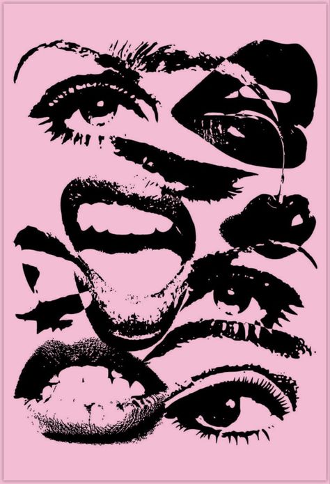 Pics To Print For Wall, Weird Posters Aesthetic, Punk Pink Wallpaper, Punk Aesthetic Graphic Design, Powerful Woman Illustration, Vogue Prints Wall, Pink Band Posters, 80s Aesthetic Graphic Design, Goth Design Graphic