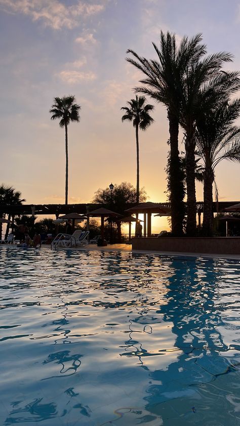 #pool #summer #sunset #aesthetic Summer Sunset Aesthetic, Pool Sunset, Beach Core, Sunset Restaurant, Aesthetic Scenery, Baby Blue Aesthetic, Hotel Pool, Sunset Aesthetic, Summer Mood