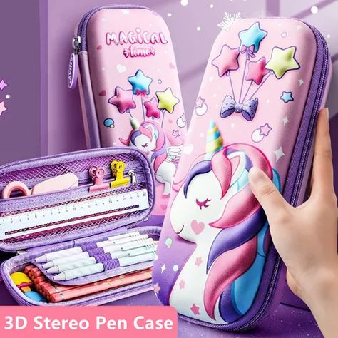 Quicksand Cat Pencil Case Cute Pencil Bag Three Layers Pen Case Kids Kawaii Stationery Bag Cartoon Animals Pen Bag Girls Handbag - Pencil Bags - AliExpress Unicorn Pencil, Unicorn Pencil Case, 3d Unicorn, Cute Pencil Case, Cute Pencil, Pen Pattern, Pencil Storage, Pen Organization, Pencil Case Stationery