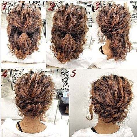 Haircuts Medium, Updo Hairstyles Tutorials, Easy Updo Hairstyles, Simple Prom Hair, Hair Upstyles, Step By Step Hairstyles, Curly Hair Updo, Easy Hair Updos, Up Dos For Medium Hair