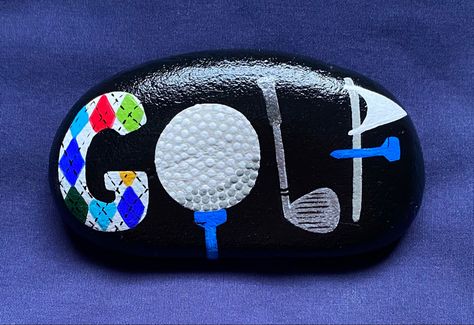 Rock Painting Golf Ideas, Painted Rocks Golf Theme, Dot Rocks, Golf Painting, Front Porch Garden, Diy Rock Art, Stone Art Painting, Art Socks, Organisation Hacks