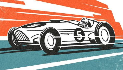 How to Draw a Vintage Race Car in Photoshop - RetroSupply Co. Old Racing Cars, Vintage Race Car Illustration, Retro Car Drawing, Retro Race Car, Basic Sketch, Transportation Art, Automotive Artwork, Racing Car Design, Racing Art