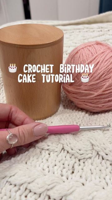 Stitch & Flick 🪴✨ on Instagram: "Crochet birthday cake tutorial 🎂 This detailed tutorial shows you step by step how to crochet a birthday cake around a trinket box! You can adapt the process to fit any box of your choice 🕯 If you recreate this process pls tag me I’d love to see what you do 🫶🏻 #crochet #crochetersofinstagram #crochettok #crochetcake #crochetinspiration #crochetinspo #crochetgift #crochetidea #crochetart #crochetpattern" How To Crochet A Birthday Cake, Crochet Gifts For Birthday, Crochet Birthday Present Ideas, Crochet Cake Box Pattern, Crochet Ideas For Moms Birthday, Crochet For Birthday Gift Ideas, Crocheted Birthday Gifts, Birthday Cake Crochet Pattern Free, Crochet Ideas For Birthday