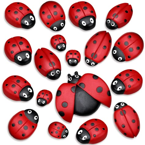 PRICES MAY VARY. Ladybug Garden Stones Decorations: you will get 18 pieces resin ladybug garden stones designed in 4 different sizes, ample quantity and varied sizes can easily meet your decoration needs; Cute, live and adorable ladybug garden stones are ideal for vegetable and flower beds, backyards A Variety of Size: there are 9 ladybugs stepping stones measuring about 0.79 x 0.59 inch/ 2 x 1.5 cm, 4 in 1.57 x 1.18 inches/ 4 x 3 cm, 4 in 1.57 x 0.98 inch/ 4 x 2.5 cm and 1 measuring about 2.36 Ladybug Decorations, Ladybug Garden, Diy Rock Art, Painted Rocks Kids, Painted Rocks Craft, Yard Decorations, Lady Bugs, Rock Painting Patterns, Rock Painting Designs