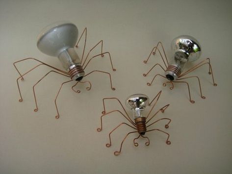 Light bulb Critters | Source: pinterest.com/cherylbz/reuse-l… | Battery Force | Flickr Wire Insects, Spider Lights, Recycling Bottles, Recycled Light Bulbs, Creature Sculpture, Diy Light Bulb, Light Bulb Art, Light Bulb Crafts, Insect Collection