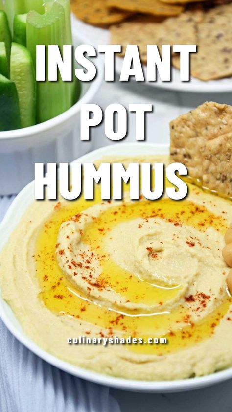 Instant Pot Hummus Wfpb Snacks, Instant Pot Hummus, Hummus Without Tahini, Cooked Chickpeas, Easy Hummus Recipe, Dry Chickpeas, Make Hummus, Easy Hummus, Best Instant Pot Recipe