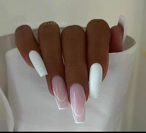 French Tip Acrylic Nails, Her Nails, French Acrylic Nails, Gold Powder, Nails 2020, Summer Acrylic Nails, Popular Nails, Acrylic Nails Coffin, Square Acrylic Nails