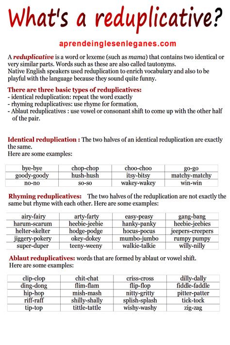 Reduplicatives C2 Words, Advanced Vocabulary Words, C2 English Vocabulary, C1 English Vocabulary, C2 Vocabulary, Advanced Grammar, English Grammar Exercises, English Adjectives, Study English Language