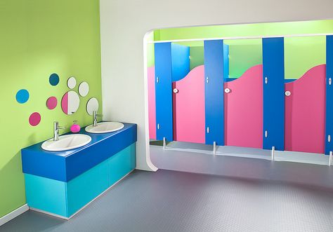 Brecon - Junior School Toilets by Cubicle Centre Ltd, via Flickr Kids Bathroom Colors, Toilet Cubicle, Preschool Designs, Classroom Interior, Kids Toilet, Preschool Decor, Daycare Design, Kid Bathroom Decor, School Bathroom