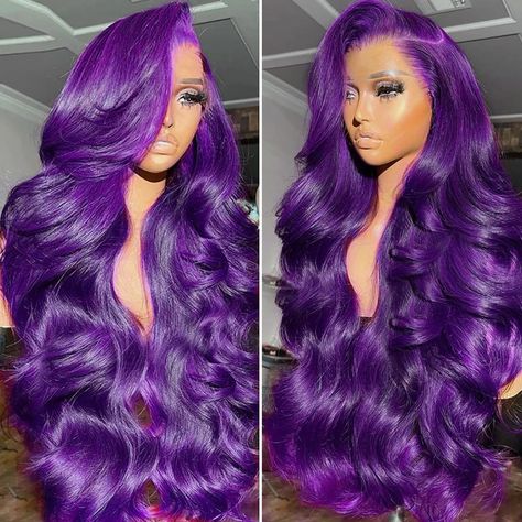 PRICES MAY VARY. Wear and Go Glueless Wigs Human Hair Material:Purple 5x5 Body Wave Lace Front Wigs Human Hair, 100% Unprocessed Brazilian Body Wave Lace Front Colored Wig Human Hair, Cut From Young Female Head Directly, Hair Is Healthy, Soft, Bouncy, No Strange Smell, Glueless Lace Front Wigs Human Hair,Wear And Go For Beginners. 5X5 Purple Lace Front Wigs Human Hair Colored Quality :Purple 5x5 Lace Front Wig Human Hair,Soft And Bouncy,True To Length & The Density Is Decent, Pre Plucked Hairlin Dark Purple Wig, Purple Lace Front Wig, Purple Wigs, Wig Colors, Hair For Black Women, Birthday Hairstyles, Purple Wig, Human Hair Color, Glueless Wigs