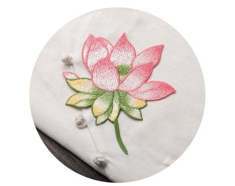 Lotus Flower Embroidery, Green Lotus Flower, Patch Ideas, Cute Patches, For Wedding Dress, Flower Patch, Sewing Embroidery Designs, Appliqué Patch, Vintage Embroidery