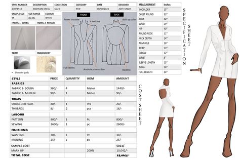 FASHION COST SHEET/SPECIFICATION SHEET Cost Sheet, Casual Trendy Outfits, Adobe Illustrator Graphic Design, Clothing Packaging, Tech Pack, Trendy Outfits, Mood Board, Fashion Design, Clothes