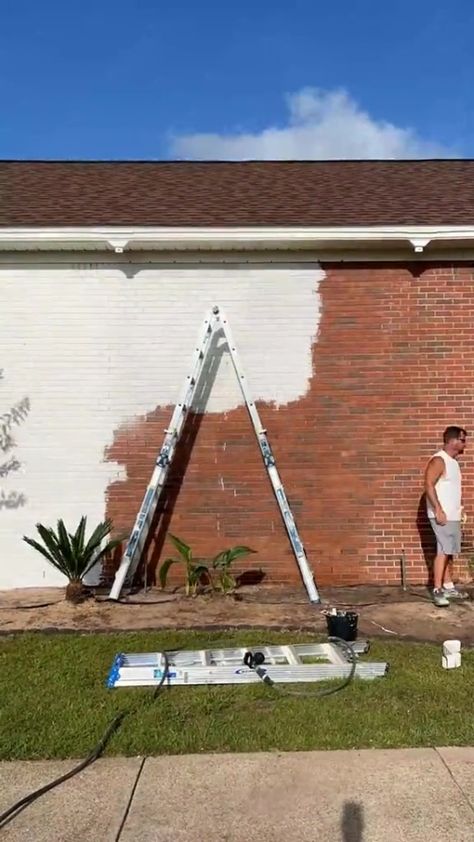 A COUPLE have revealed how they gave their red brick house a new look by painting it all white – and the trees did not escape the artistic touch either. Crafty husband and engineer wife duo only known as @thenavagepatch shared the transformation on TikTok after lime-washing their red brick property. According to the DIY […] Red Brick House Painted White, Brick House Transformation, Brick Shed, Red Brick Exteriors, Red Brick House, Old Lights, Old Room, Brick Colors, Painted Brick