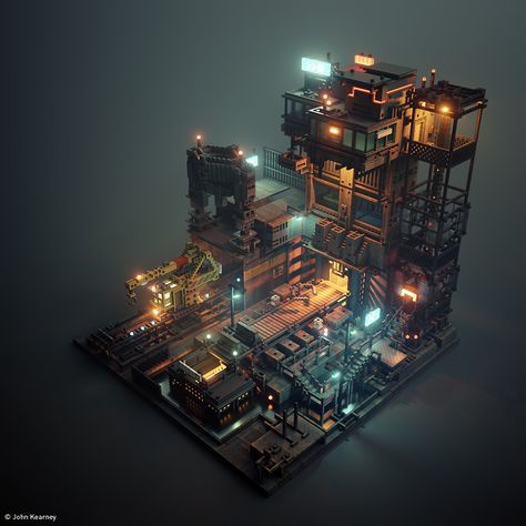 3d Cinema, Voxel Art, Rpg Map, Isometric Art, Game Environment, Isometric Design, Cyberpunk City, Low Poly Art, Game Concept