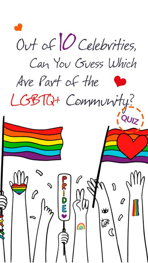 Take this quiz and see if you know which big-name celebs are part of the LGBTQ community! Lgbtq Quiz, Lgbtq Pride Funny, Pride Symbols, Lgbtq Meaning, Lgbt Pride Quotes, Queer Humor, Lgbtq Aesthetic, Anti Lgbt, Pride Ideas