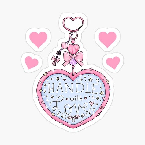 Get my art printed on awesome products. Support me at Redbubble #RBandME: https://www.redbubble.com/i/sticker/Aesthetic-Pastel-Heart-Handle-With-Love-Keychain-For-Journal-Planner-by-gomi-studio/160322064.EJUG5?asc=u Aesthetic Sticker Design, Stickers Bonitos, Diary Stickers, Pastel Heart, Sticker Aesthetic, Love Keychain, Aesthetic Sticker, For Journal, Cute Journals