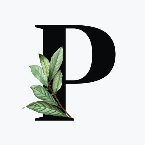 Botanical capital letter P font design | free image by rawpixel.com / Aum N Letter Design, Botanical Capital Letter, P Alphabet, P Logo Design, Alfabet Font, Capital Alphabet, P Design, Alphabet Letters Design, Letters Design