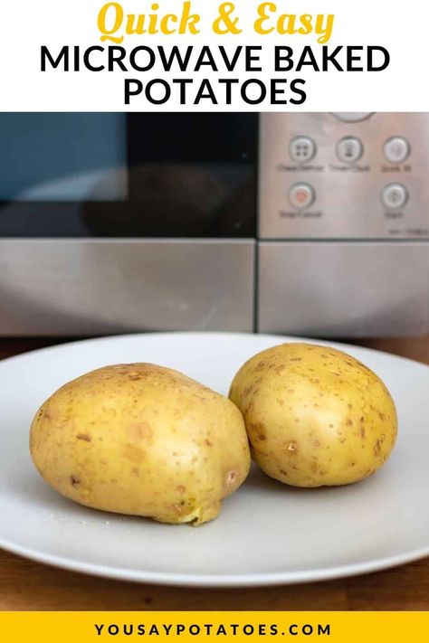 How to make perfect Microwave Baked Potatoes! This recipe shows you the tips and tricks for how to cook a potato in the microwave. Ready in just 10 minutes or less. How To Cook A Potato In The Microwave, How To Make Baked Potatoes In Microwave, How To Cook Baked Potatoes In Microwave, Cooking Potatoes In Microwave, Microwave Baked Potato How To, Baked Potatoes In Microwave Easy, How To Microwave A Potato, Easy Things To Make With Potatoes, Microwave Potatoes Recipes