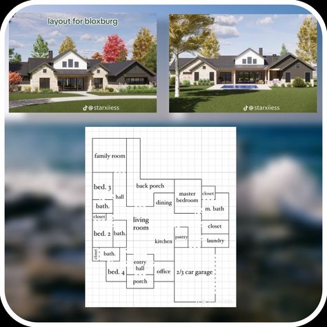 Bloxburg Farmhouse Layout, Bloxburg Farmhouse, Roblox Houses, Bloxburg Layout, Farmhouse Layout, Winter House Exterior, House Outline, Architecture Blueprints, Bloxburg Houses