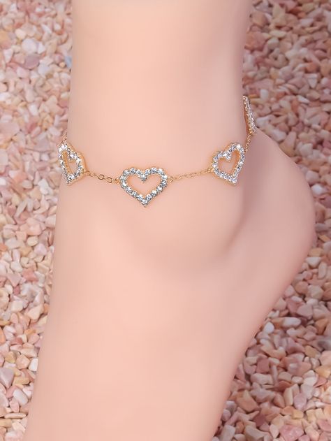 Yellow Gold Fashionable   Zinc Alloy  Anklet Embellished   Jewelry Anklet Designs, Heart Decor, Grow Your Instagram, Foot Jewelry, Rhinestone Heart, Fancy Jewelry, Heart Decorations, Marketing Services, Body Jewelry