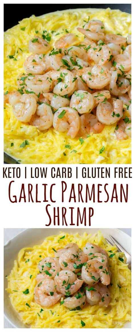 Spaghetti Parmesan, Healthy Squash Recipes, Parmesan Shrimp, Spaghetti Squash Recipes Healthy, Garlic Parmesan Shrimp, Shrimp Parmesan, Delicious Spaghetti, Keto Shrimp, Keto Seafood