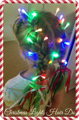 Giggleberry Creations!: Christmas Lights Hair Do! Whacky Hair Day, Whoville Hair, Crazy Hair For Kids, Wacky Hair Days, Wacky Hair, Dress Up Day, Crazy Hair Day At School, Hair Do, Christmas Hairstyles