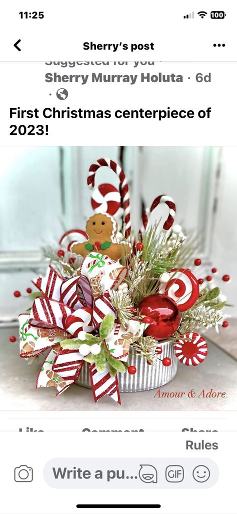 Gingerbread Centerpiece, Christmas Floral Arrangements Diy, Pinterest Christmas Crafts, Christmas Arrangements Centerpieces, Xmas Centerpieces, Christmas Decorations Centerpiece, Christmas Centers, Gingerbread Christmas Decor, Peppermint Christmas