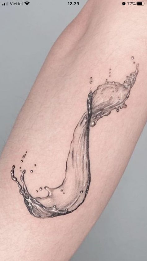 Water Tattoo Ideas, Aquatic Tattoo, Water Tattoos, Bubble Tattoo, Illusion Tattoo, Aesthetic Tattoo Ideas, Infinite Symbol, Wave Tattoo Design, Shadow Tattoo