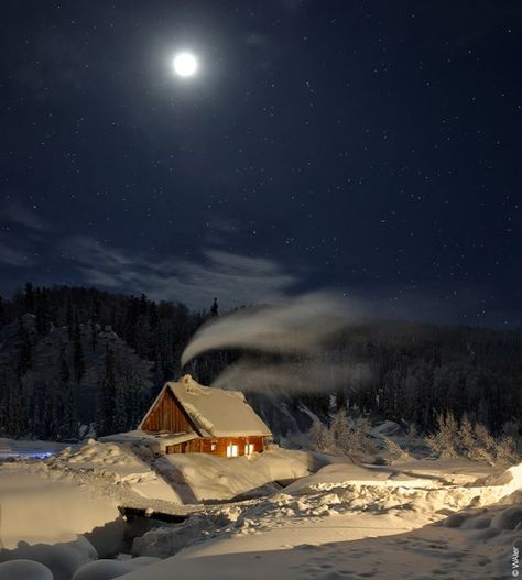 Winter Cabin, A Cabin, Winter Magic, Cabin In The Woods, Winter Scenery, Winter Beauty, Snow Scenes, Winter Wonder, Silent Night