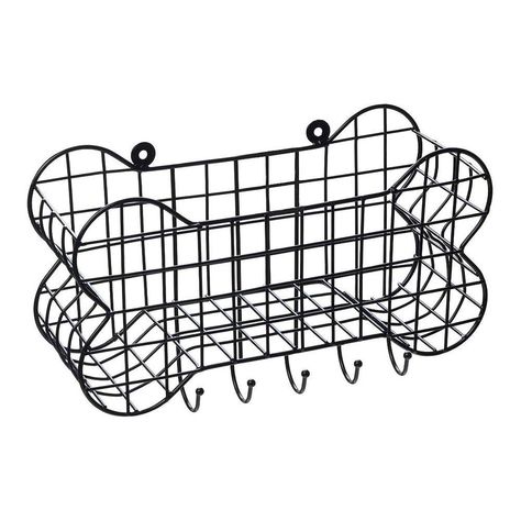 House of Paws Bone Shaped Wall Storage Basket with Dog Lead Hooks (Large): Amazon.co.uk: Kitchen & Home Accessories Storage Ideas, Wire Storage Shelves, Dog Lead Hook, Wall Basket Storage, Basket Dog Bed, Dog Walking Accessories, Dog Storage, Small Animal Bedding, Household Gifts