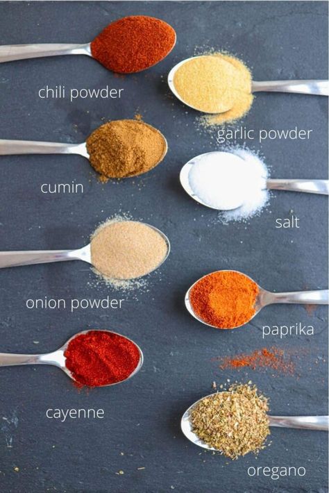 Homemade Taco Seasoning is an easy and flavorful spice blend that comes together in less than 5 minutes. It's a great, clean spice mix that can be used in tacos, burritos, fajitas, enchiladas and other Mexican inspired recipes - possibilities are endless. It's keto, paleo and gluten free. Mild Taco Seasoning, Make Taco Seasoning, Gourmet Tacos, Plats Healthy, Homemade Pantry, How To Make Taco, Tacos Burritos, Macro Friendly Recipes, Mexican Spices