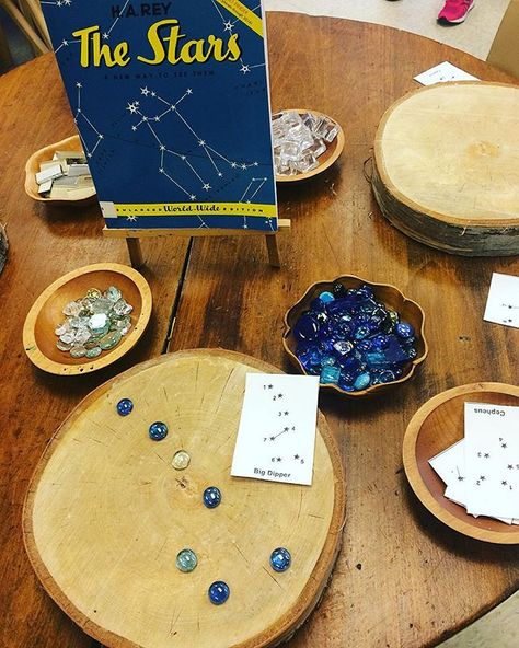 Child-led interest in constellations have emerged in Kinderland. We are excited to see children represent and share their learning with loose parts. #inspiredbyplay #tldsblearns #eytalking #reggioinspired #kindergarten #teachersofinatagram #teacherlife #earlyyears #ey Space Activities For Kids, Space Preschool, Montessori Science, Maluchy Montessori, Sistem Solar, Education Science, Space Activities, Reggio Inspired, Invitation To Play