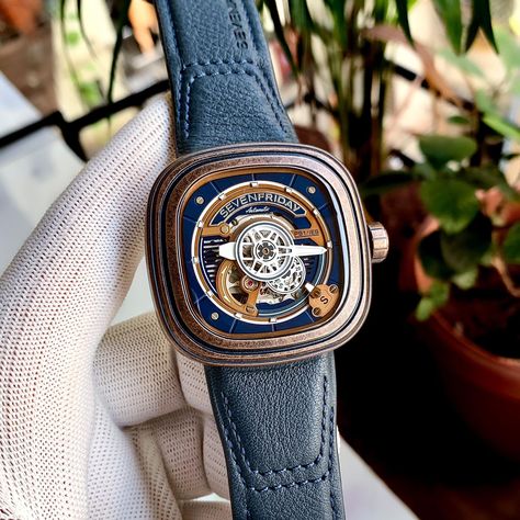 Seven Friday, Sevenfriday Watch, A Skeleton, Contrast Stitch, Blue Leather, High Grade, Skeleton, Leather Straps, Sapphire