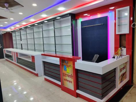 L Counter Design Shop, Mobile Shop Furniture Design, Mobile Showroom Interior Design, Counter Design Shop Retail Stores, Mobile Shop Counter Design, Showroom Counter Design, Medical Shop Interior Design, Mobile Shop Design Interior, Store Counter Design