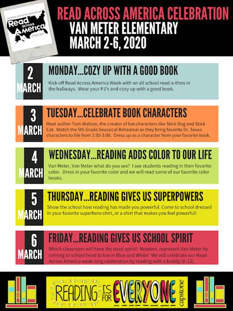 Reading Week Ideas, Dress Up Themes, Read A Thon, Dr Seuss Activities, Dress Up Ideas, Library Week, America Dress, Read Across America Day, Family Literacy