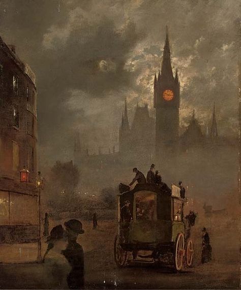 St. Pancras at night, 19th Century English School. 19 Century Aesthetic, London 1800, 19th Century Aesthetic, Era Victoria, 19th Century London, 19th Century England, London Painting, Victorian Paintings, Arte Peculiar