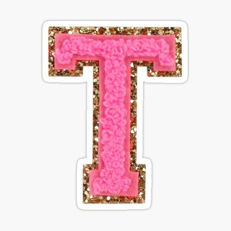 Preppy hot pink varsity letter T Varsity Letter, Letter T, Hot Pink, Glitter, For Sale, Pink